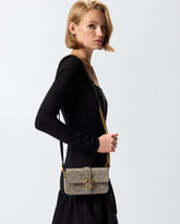 Schultertasche Baby Love Bag Slouchy aus Leder mit vollem Strassbesatz -  | Pinko