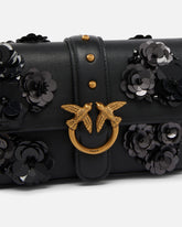 Baby Love Bag Slouchy shoulder bag in leather with jewel flowers -  | Pinko