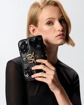 Baby Love Bag Slouchy shoulder bag in leather with jewel flowers -  | Pinko