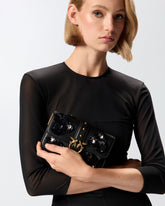 Baby Love Bag Slouchy shoulder bag in leather with jewel flowers -  | Pinko