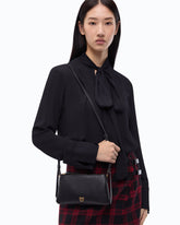 Leather Mini Double Bag with shoulder strap - Black | Pinko