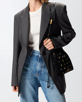 Kleine Schultertasche Mini Slouchy Bag aus Veloursleder mit sternförmigen Nieten -  | Pinko