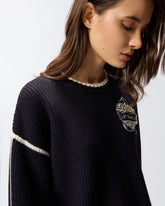 Pullover mit Rundhalsausschnitt und Schmuckstickerei -  | Pinko