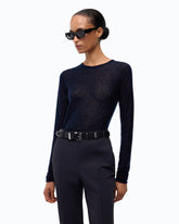 Pullover mit Rundhalsausschnitt und Pailletten - Blau | Pinko
