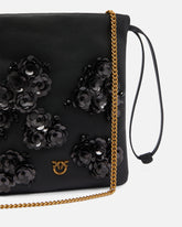 Baby Slouchy Bag leather shoulder pouch in leather with jewel flowers -  | Pinko