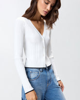 Rib-knit V-neck cardigan -  | Pinko