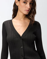 Rib-knit V-neck cardigan -  | Pinko