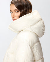 Short down jacket in logo-print technical canvas -  | Pinko