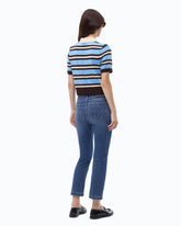Wool and cashmere cropped polo shirt - Multicolor Lightblue-Brown | Pinko