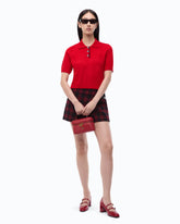 Wool and cashmere cropped polo shirt - Red | Pinko