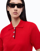 Wool and cashmere cropped polo shirt - Red | Pinko