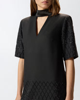 T-shirt-style dress with rhinestones -  | Pinko