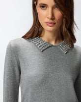 Pullover mit Kragen und Strasssteinen -  | Pinko