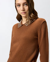 Pullover mit Kragen und Strasssteinen -  | Pinko