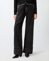 Black denim wide-leg jeans -  | Pinko