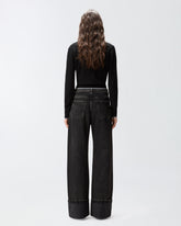 Black denim wide-leg jeans -  | Pinko
