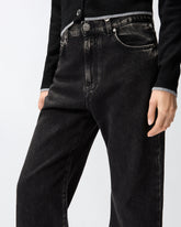 Black denim wide-leg jeans -  | Pinko