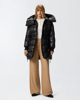 Technical canvas down jacket with logo print -  | Pinko