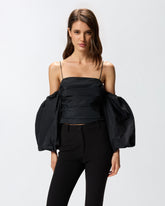 Crop top with puff sleeves -  | Pinko