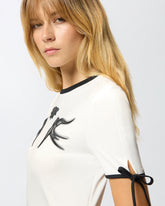 Cropped Love Birds T-shirt -  | Pinko