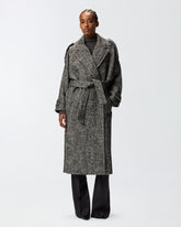 Langer Mantel aus Tuch mit Fischgrätmuster -  | Pinko