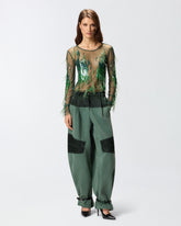 Sheer sweater with sequins and feathers -  | Pinko