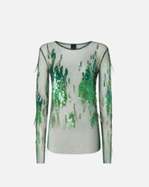 Sheer sweater with sequins and feathers -  | Pinko