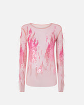 Durchsichtiger Pullover mit Pailletten und Federn -  | Pinko