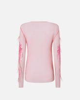 Durchsichtiger Pullover mit Pailletten und Federn -  | Pinko