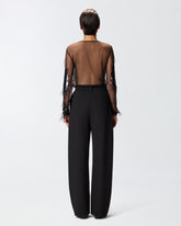 Durchsichtiger Pullover mit Pailletten und Federn -  | Pinko