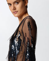 Durchsichtiger Pullover mit Pailletten und Federn -  | Pinko