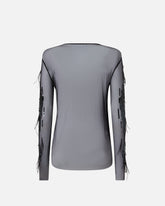 Durchsichtiger Pullover mit Pailletten und Federn -  | Pinko