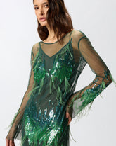 Kleid mit Pailletten und Federn -  | Pinko