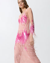Dress with sequins and feathers -  | Pinko