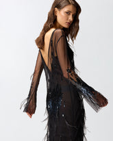 Kleid mit Pailletten und Federn -  | Pinko