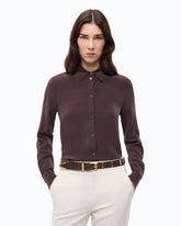 Sand-wash silk shirt - Brown | Pinko