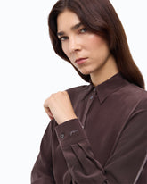 Sand-wash silk shirt - Brown | Pinko