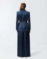 Blazer aus glänzendem Satin mit Gürtel und Kugeln -  | Pinko