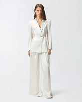 Blazer aus glänzendem Satin mit Gürtel und Kugeln -  | Pinko