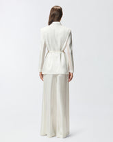 Blazer aus glänzendem Satin mit Gürtel und Kugeln -  | Pinko