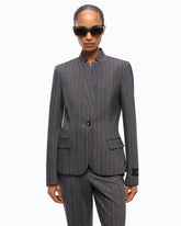 Pinstriped wool-blend jacket - Multicolor Grey-Pink | Pinko