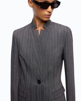 Pinstriped wool-blend jacket - Multicolor Grey-Pink | Pinko