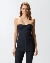 Pinstripe poly wool bustier top -  | Pinko