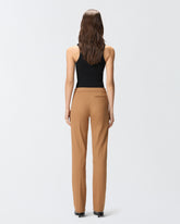 High-waisted textured wool trousers -  | Pinko