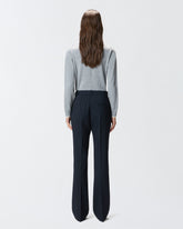 Pinstriped wool-blend straight-leg trousers -  | Pinko