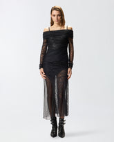 Patchwork-effect lace long dress -  | Pinko