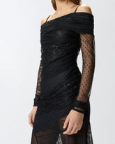 Patchwork-effect lace long dress -  | Pinko