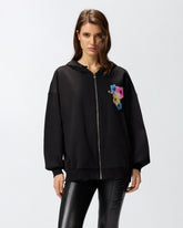 Hoodie with flower print -  | Pinko