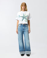 Cropped T-shirt with print and appliqués -  | Pinko