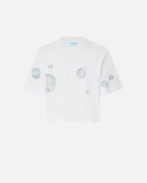 Cropped T-shirt with print and appliqués -  | Pinko